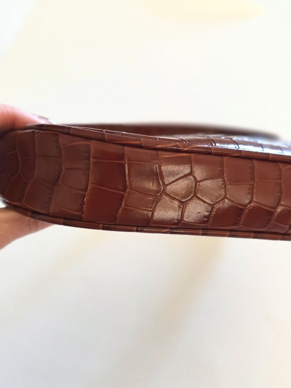 J.Crew Copenhagen Croc-Embossed Cowhide Leather Shoulder Bag Brown - Like New - Picture 15 of 16